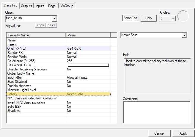 View of func_brush properties